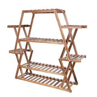 AESOME 8-Tier Wooden Plant Stand Shelf 42 in. Tall Flower Pot Rack Bonsai Display Rack Holder Indoor Outdoor HJ240