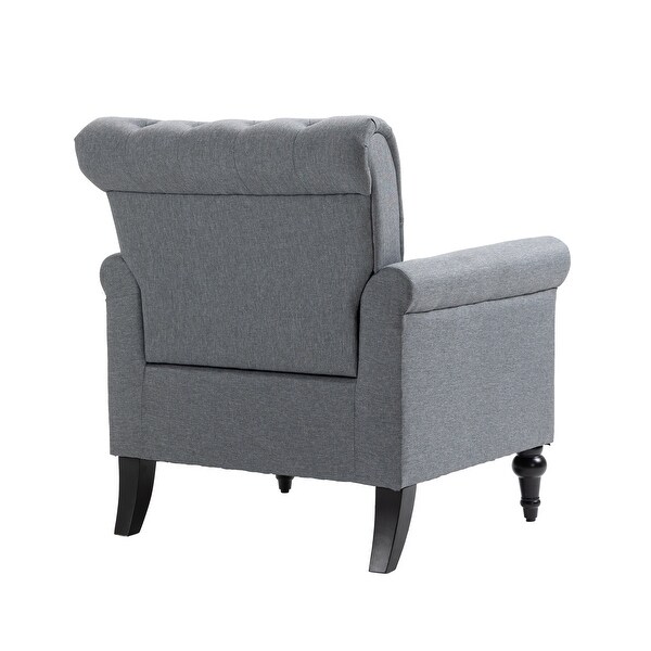 Linen Upholstered Tufted Back Accent Chair