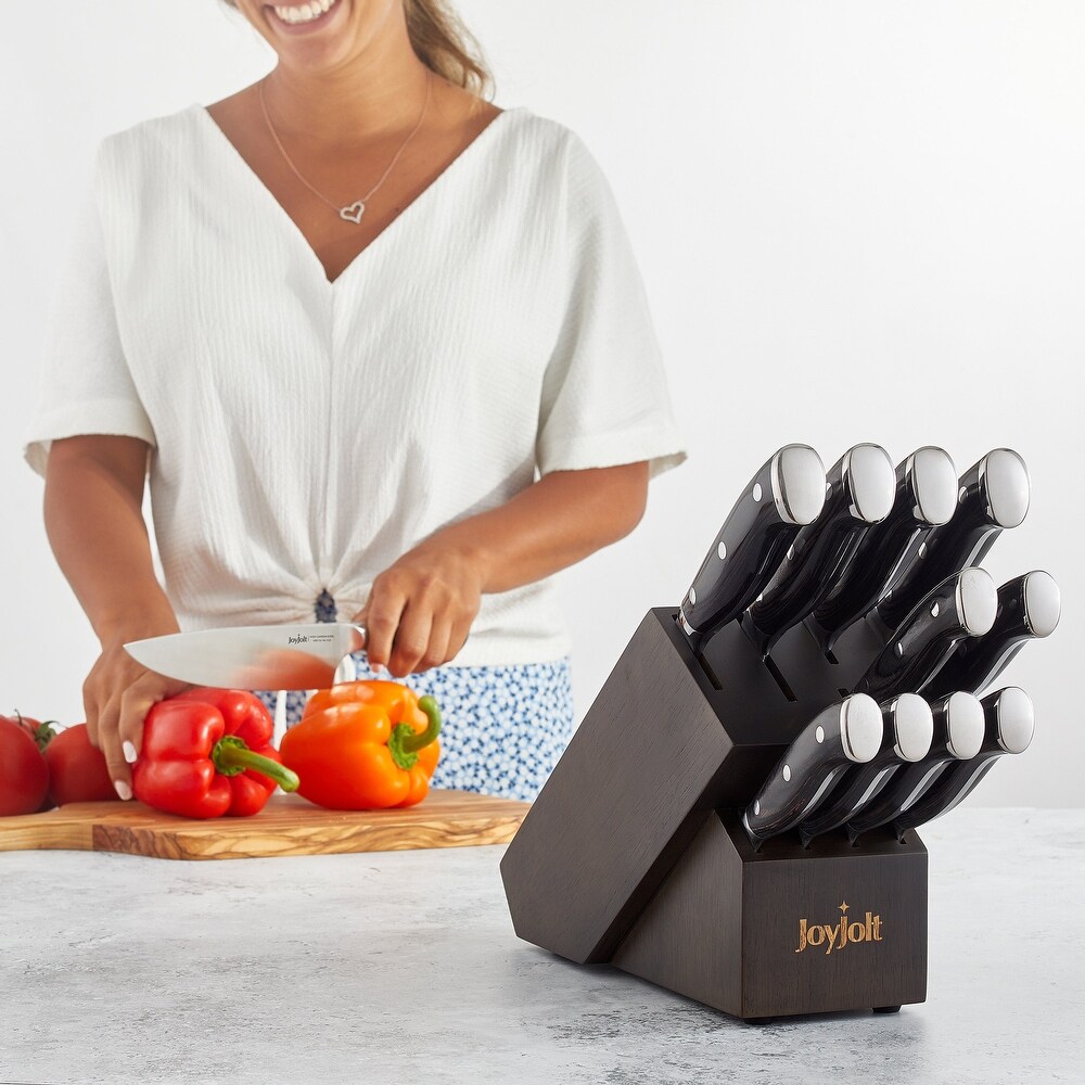 JoyJolt 11 Piece Assorted Knife Block Set High Carbon Steel Kitchen Knife   Stainless Steel