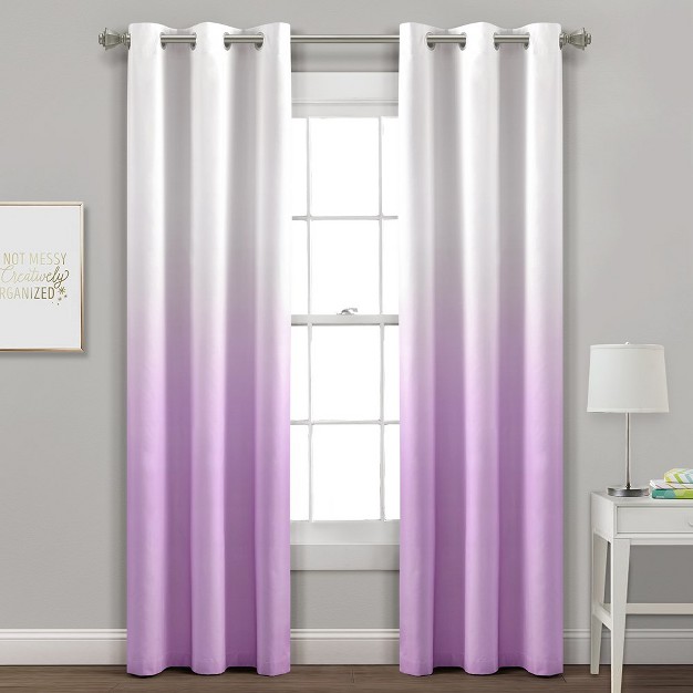 Home Boutique Mia Ombre Insulated Grommet Blackout Window Curtain Panels Lavender 38x84 Set