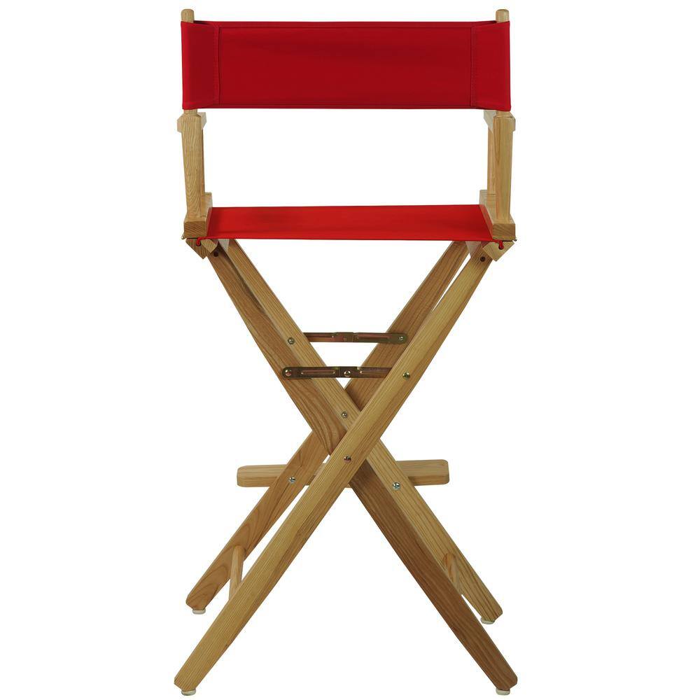 American Trails 30 in. Extra-Wide Natural Wood FrameRed Canvas Seat Folding Directors Chair 206-30032-11