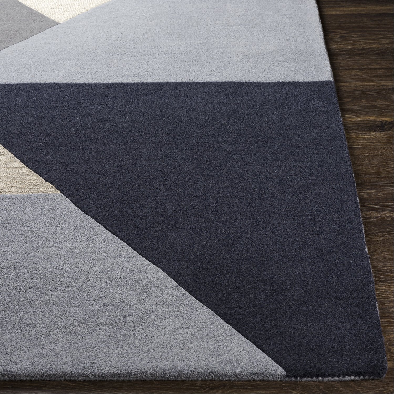 Kennedy Hand Tufted Rug in Navy, Taupe, Black