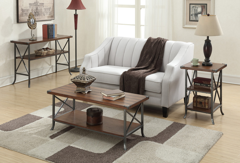 Convenience Concepts Brookline Coffee Table in Dark Walnut Wood Finish   Industrial   Coffee Tables   by Convenience Concepts  Houzz