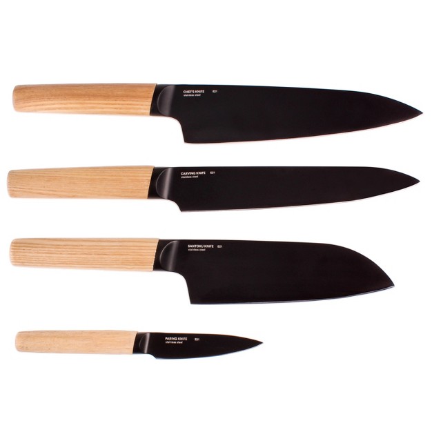 Berghoff Ron 4pc Knife Set With Natural Wood Handle 4 Knives