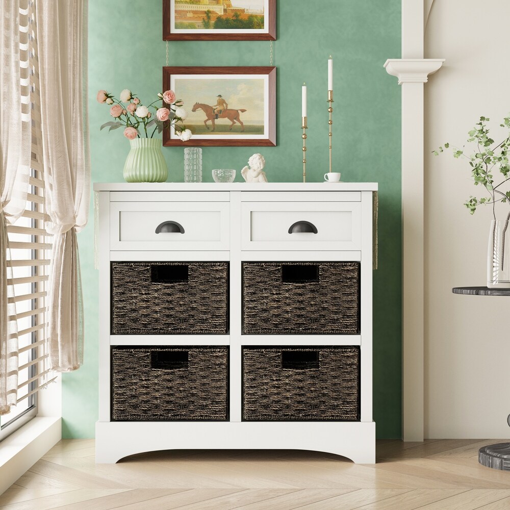 Rustic Storage Cabinet with Drawers and Baskets