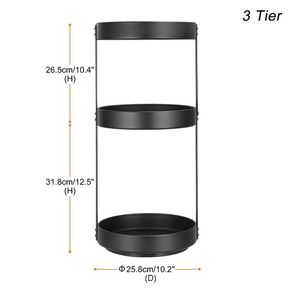 3 Tier Lazy Susan Organizer Rotating Spice Rack Turntable for Kitchen Cabinet - Black