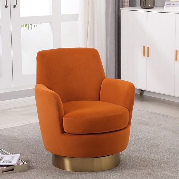 Velvet Swivel Barrel Chair，Swivel Accent Chairs Armchair for Living Room