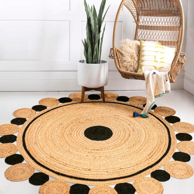 Aurora Two tone Jute Hippy Circle Medallion Jonathan Y