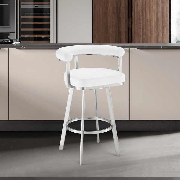 Nolagam Modern Swivel Bar/Counter Stool with Faux Leather and Metal