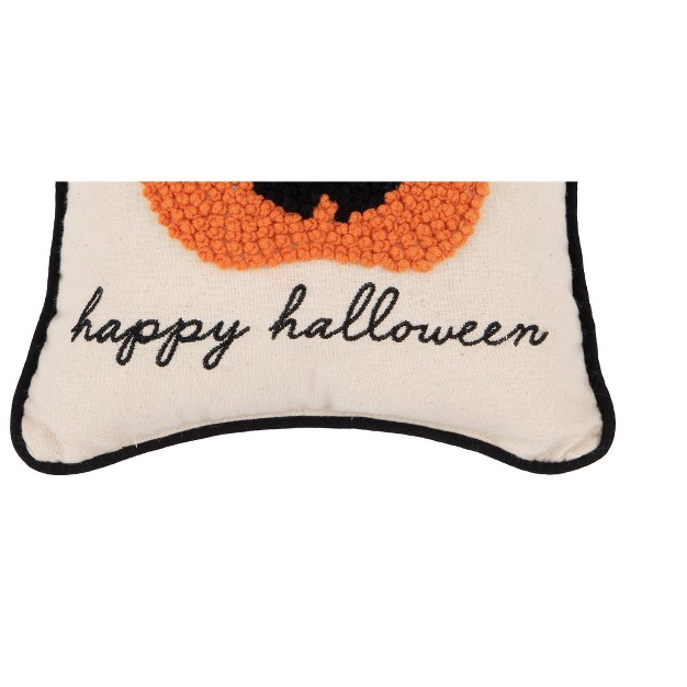 Pumpkin Jack o lantern French Knot Halloween Throw Pillow