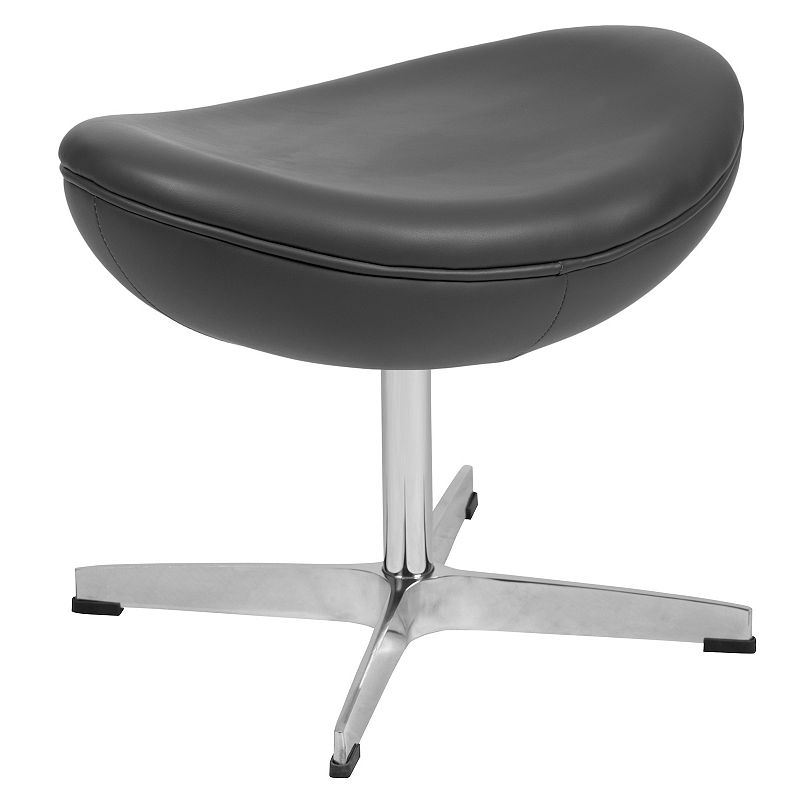 Emma and Oliver Black LeatherSoft Saddle Ottoman - Footrest