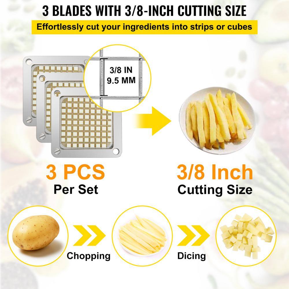 VEVOR Replacement Chopper Blade 38 in. 3 PCS French Fry Blade Assembly Stainless Steel Dicer Parts and Push Block FKTHQC338INCH3QKXV0