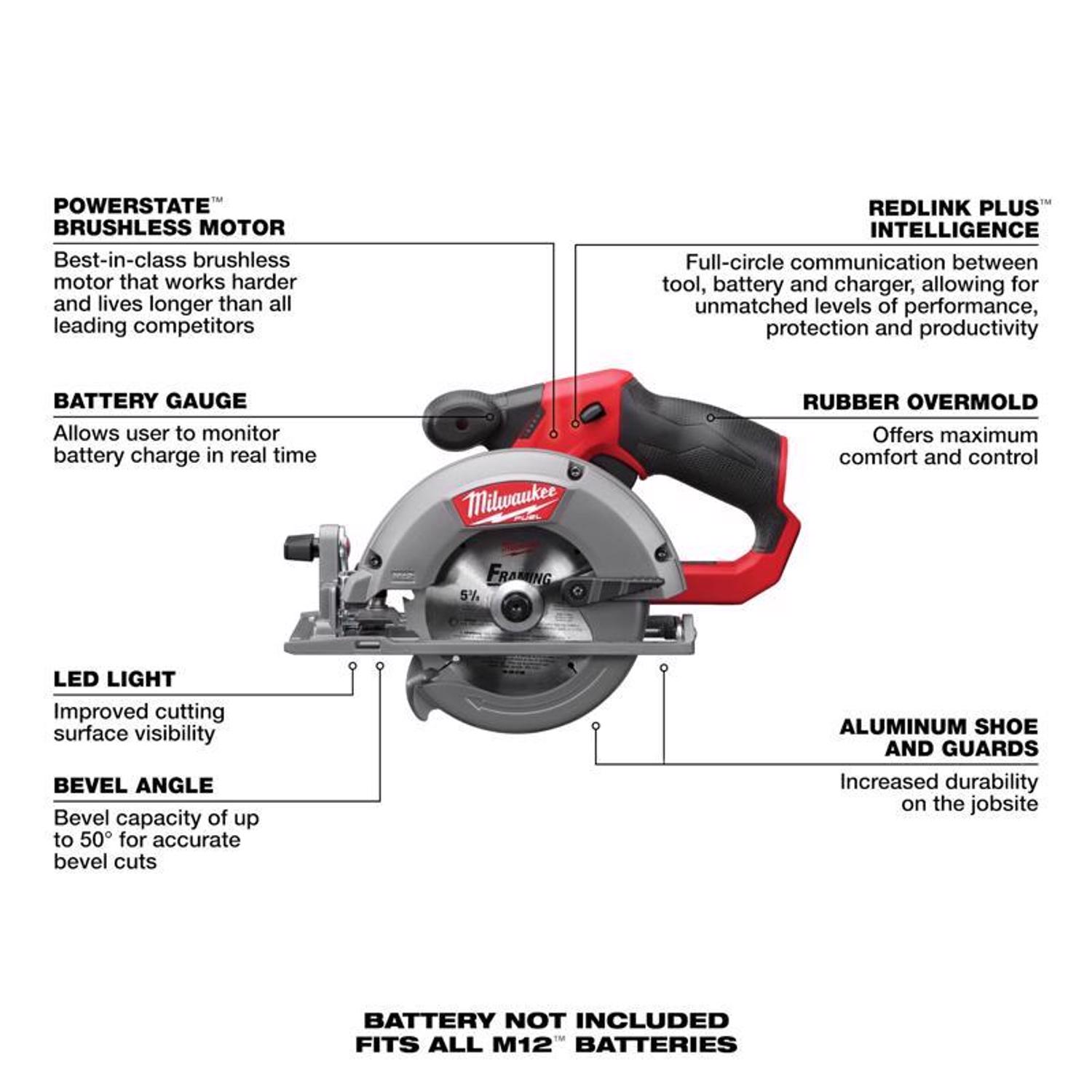 MW M12 Fuel 12 V Cordless Circular Saw Tool Only