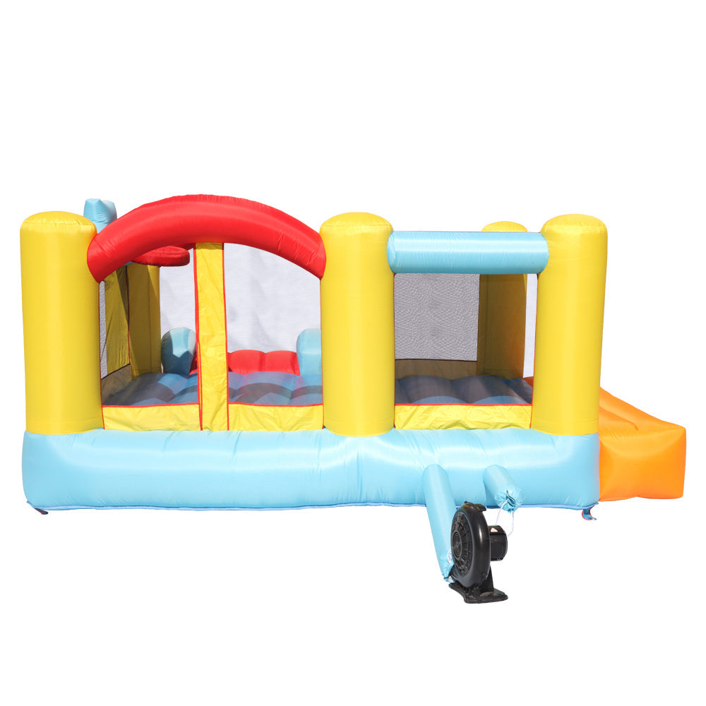 Children's inflatable bouncing house castle, 420D Oxford cloth PVC without fan Large trampoline + ball frame + rest table bouncy castle