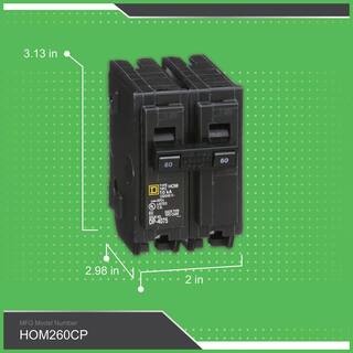 Square D Homeline 60 Amp 2-Pole Circuit Breaker(HOM260CP) HOM260CP