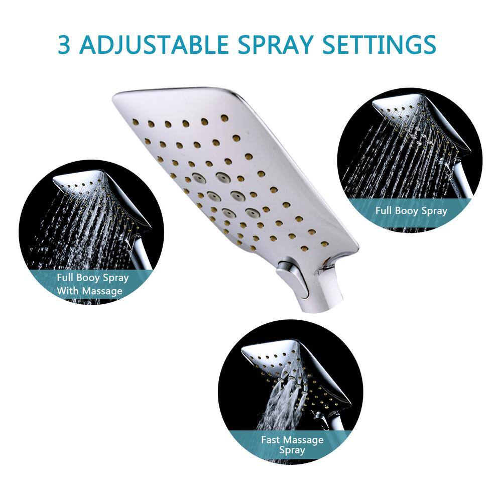 Magic Home 3-Spray Patterns with 2.5 GPM 3.94 in. Wall Mounted Handheld Shower Head in Chrome MMS-HS1302