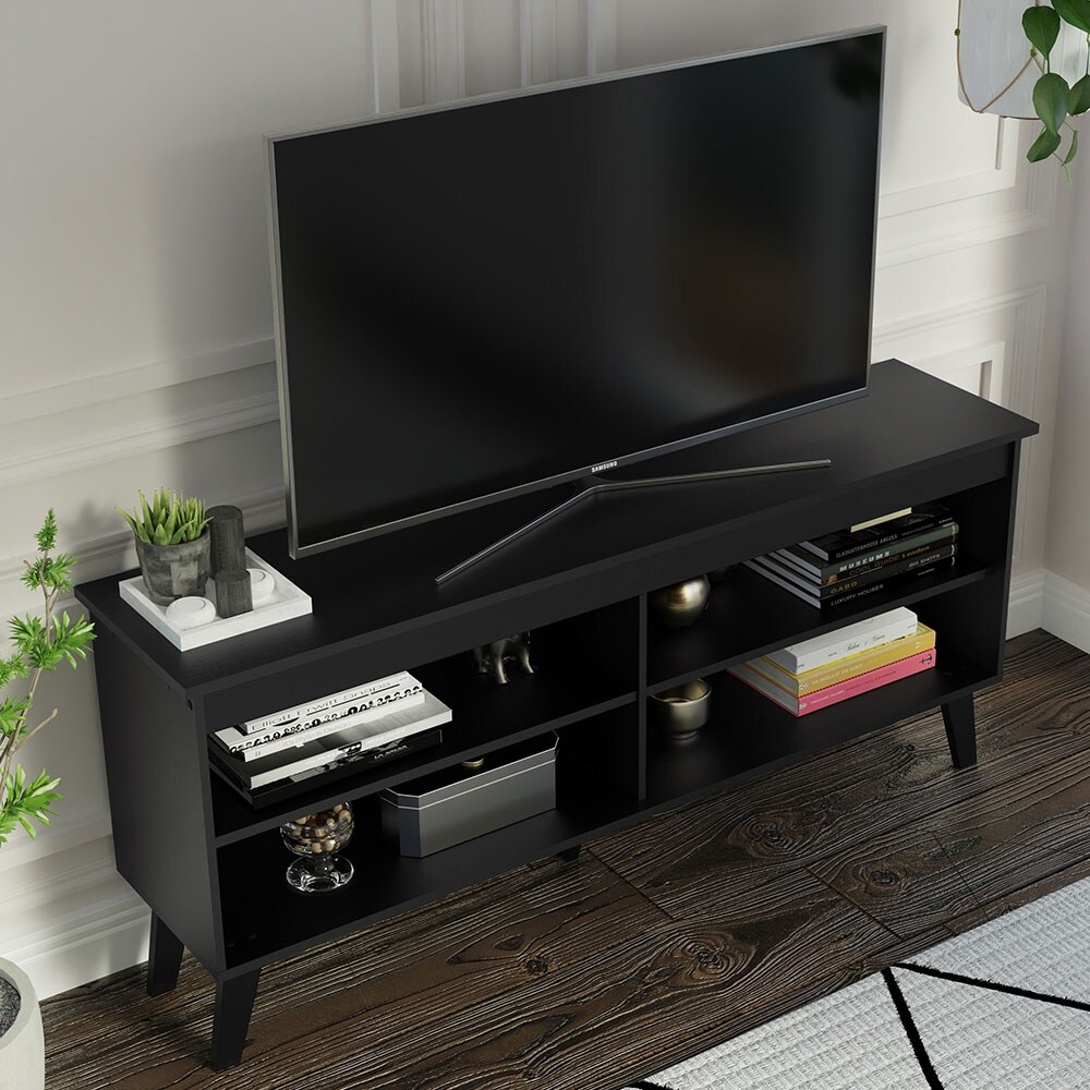 Madesa TV Stand Cabinet with 4 Shelves and Cable Management  TV Table Unit for TVs up to 55 Inches  23'' H x 12'' D x 53'' L