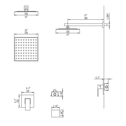 Complete Shower System with Rough in Valve Nk0718