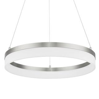 Home Decorators Collection Kipling 35-Watt Integrated LED Brushed Nickel Modern Pendant with Frosted Acrylic Shade 22826-003