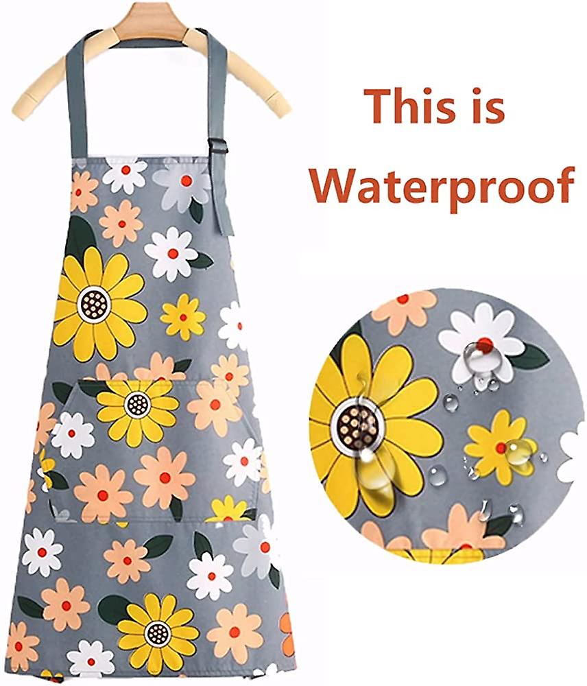 Gardening Apron Plus Size Kitchen Aprons For Women With Pockets Waterproof Apron Flower Floral Kitchen Gardening Drawing Craft