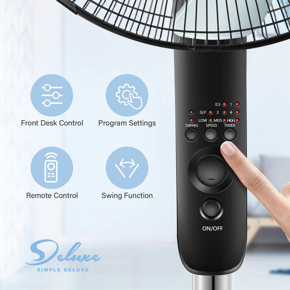 Siavonce Adjustable 3 Speed Pedestal Stand Fan with Remote Control for Indoor Living Room Home Office amp College Dorm Use DB-ZX-D0102H7J2PP