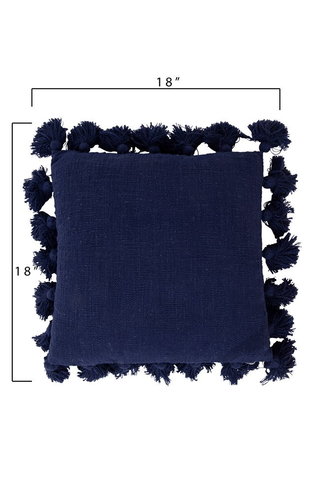 Navy Pillow with Tassles