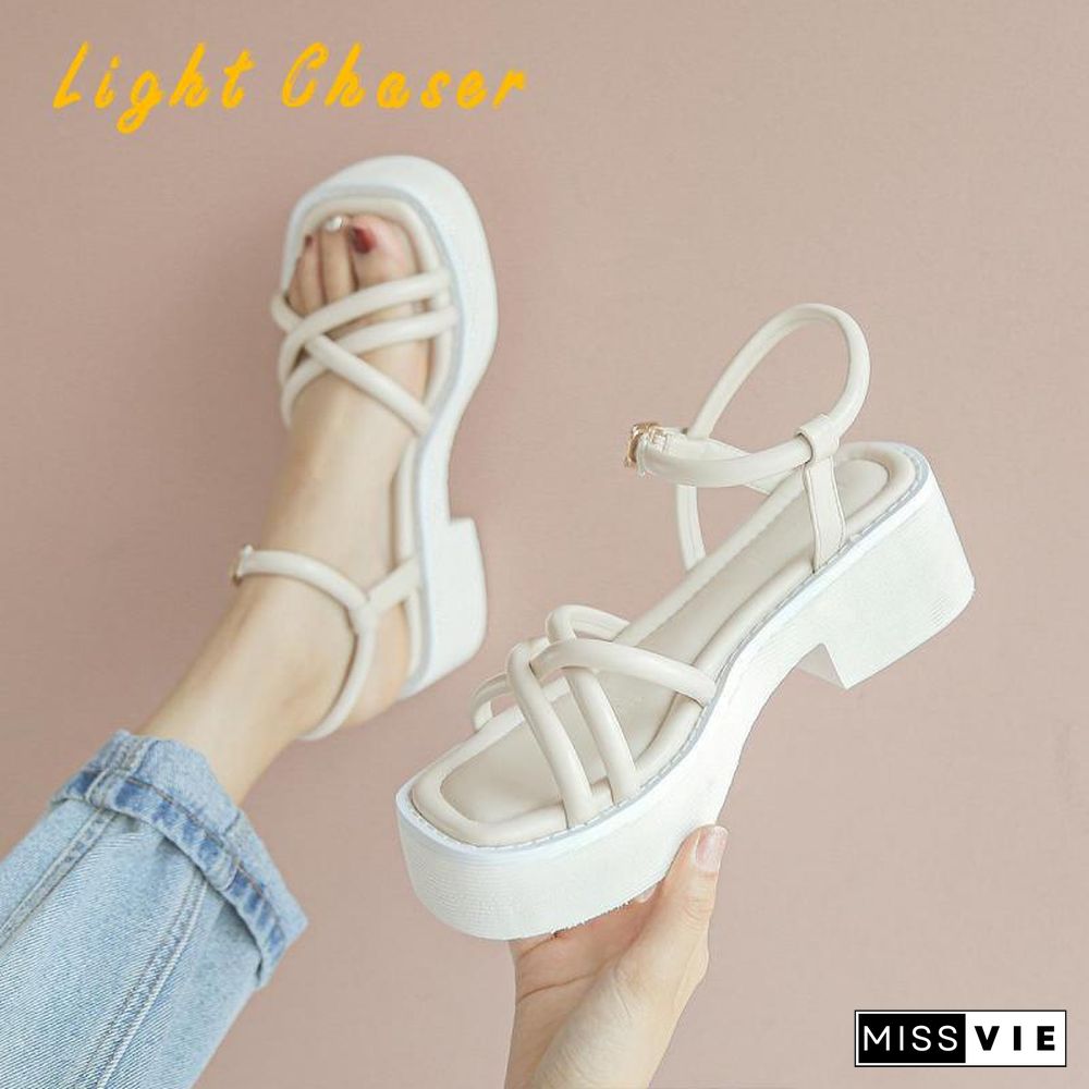 Women Sandals Fashion Wedge Platform Gladiator Sandals Open Toe Buckle Strappy Sandals Summer Shoes Women Sandalias Mujer