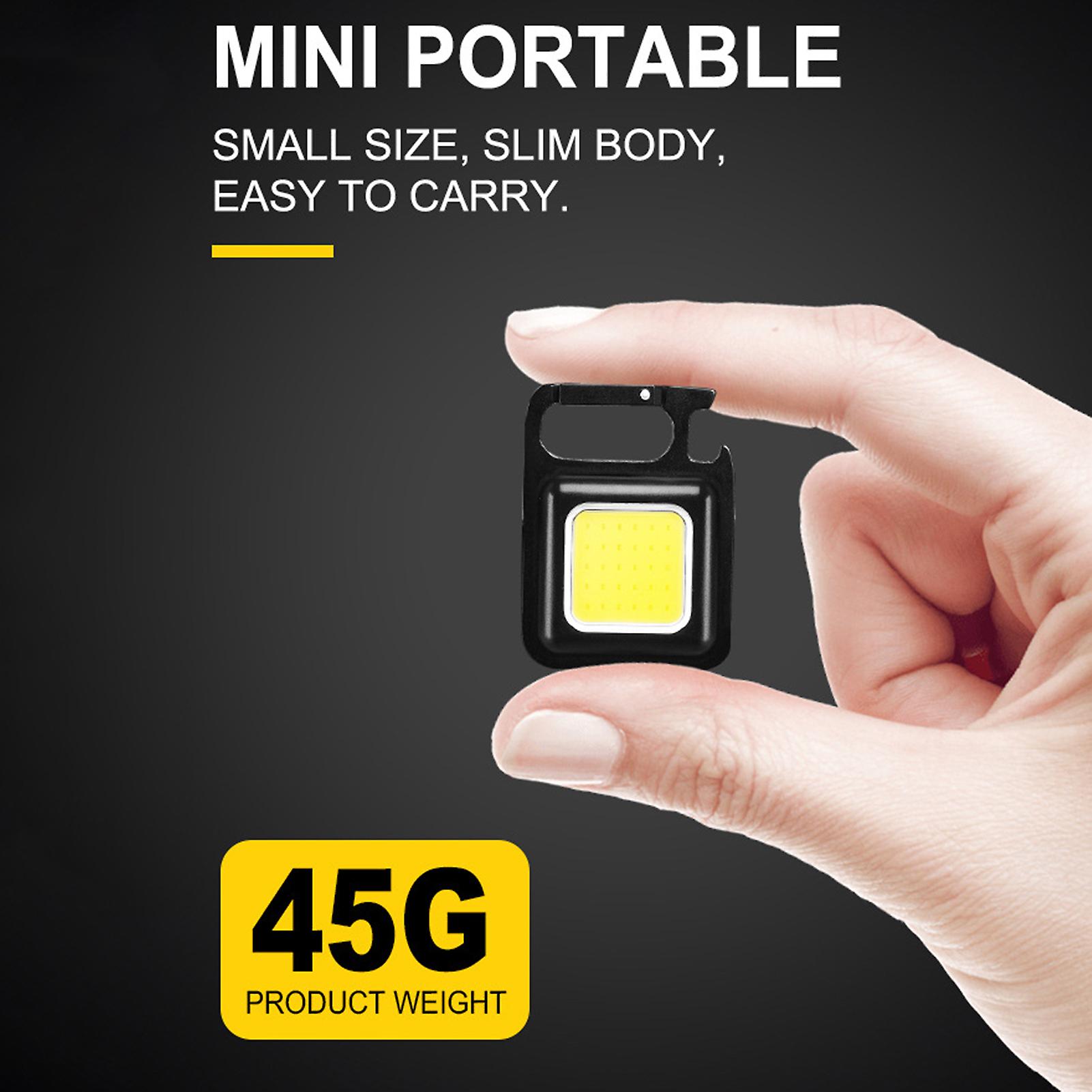 Mini Portable Keychain Light Multi-function Cob Camping Lantern Magnetic Suction Lock Hook Bottle Opener Fast Charging