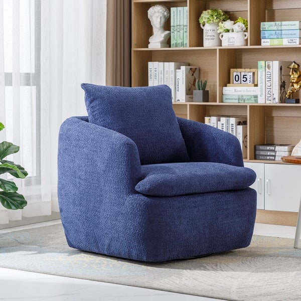 Modern Upholstered Living Room Swivel Club Chair with Pillow