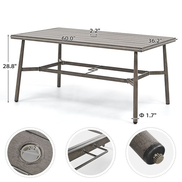 SleekLine Outdoor Aluminum Dining Table with Umbrella Hole