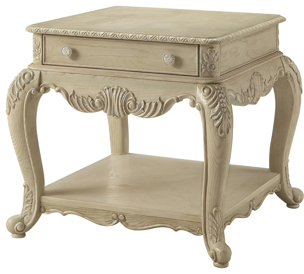 French Country End Table  Legs With Unique Carved Details  ampStorage Drawer   Industrial   Side Tables And End Tables   by Declusia  Houzz