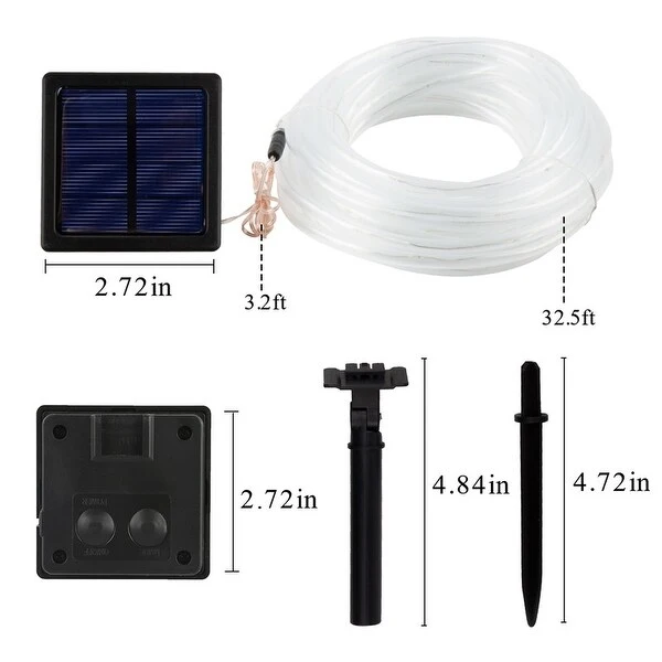 35.7ft 100 LED Solar Powered Rope String Outdoor 2 Pack Fatiry Light - 2 Pack
