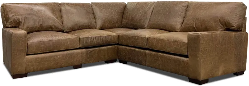 Rambo Brown Leather 3 Piece Sectional