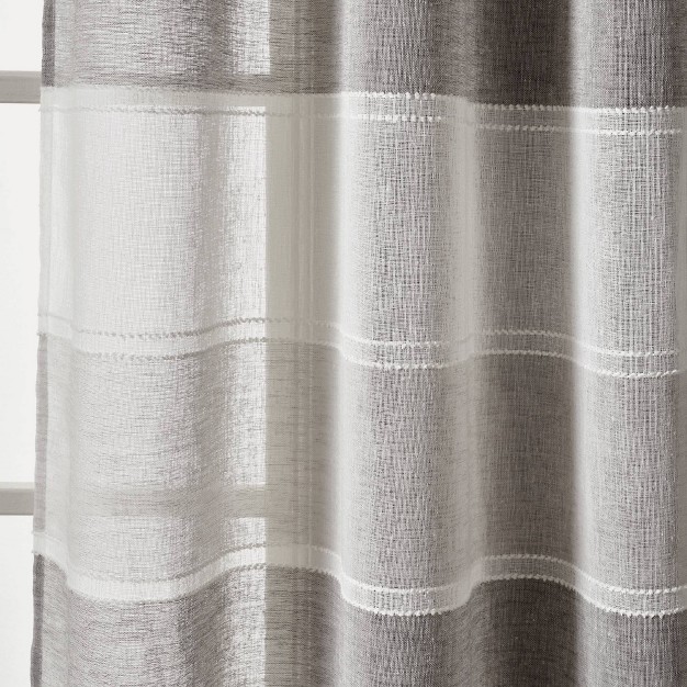 Textured Stripe Grommet Sheer Window Curtain Panels Lush D cor