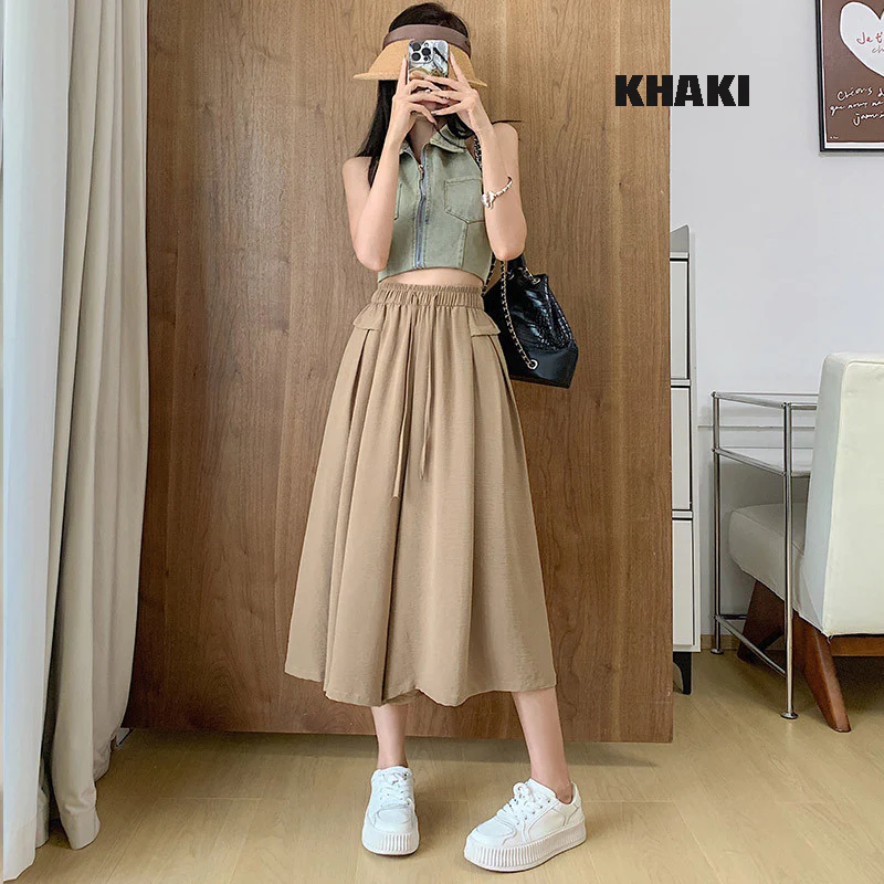 2023 Summer Thin Casual High Waist Large Size Slim Ice Silk Wide Leg  Pants