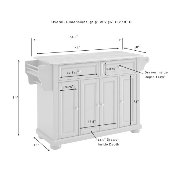 Alexandria Wood Top Kitchen Island/Cart