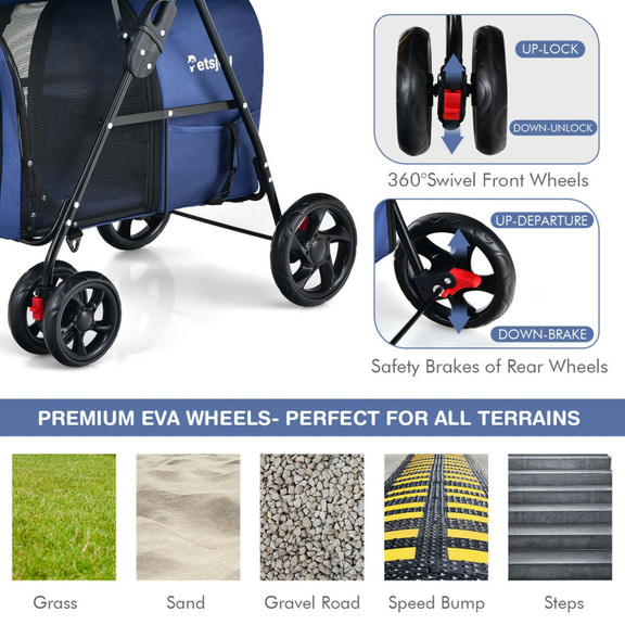 Costway 18756023 4 in 1 Double Pet Stroller with D...