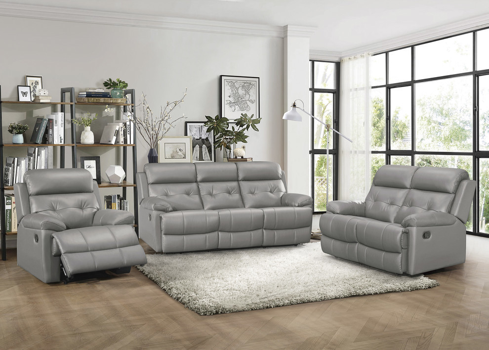 Wallstone Double Reclining Sofa   Contemporary   Sofas   by Lexicon Home  Houzz