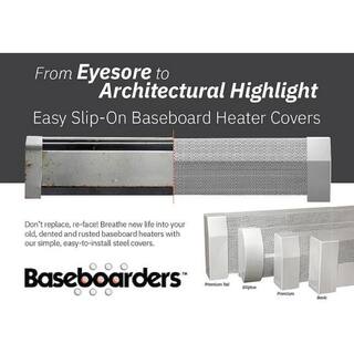 Baseboarders Elliptus Series 4 ft. Galvanized Steel Easy Slip-On Baseboard Heater Cover Left and Right Endcaps [1] Cover[2] Endcaps BA001-48-EC005 SET-WHT