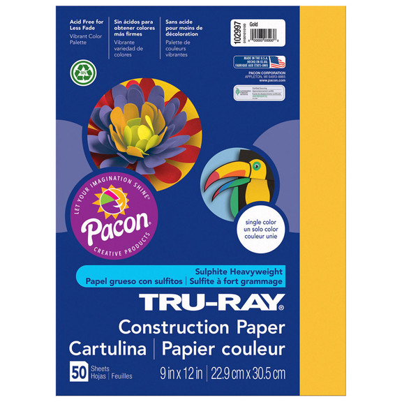 Pacon PAC102997 Tru Ray 9 X 12 Gold 50 Sht Constru...