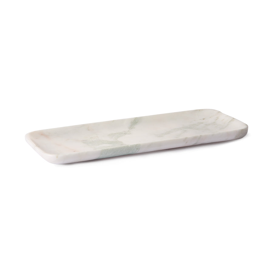 White / green / pink marble tray