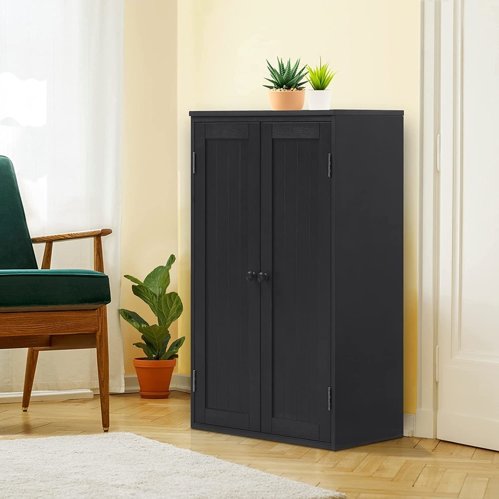 Storage Cabinet Freestanding Wooden Floor Cabinet with Adjustable Shelf and Double Door