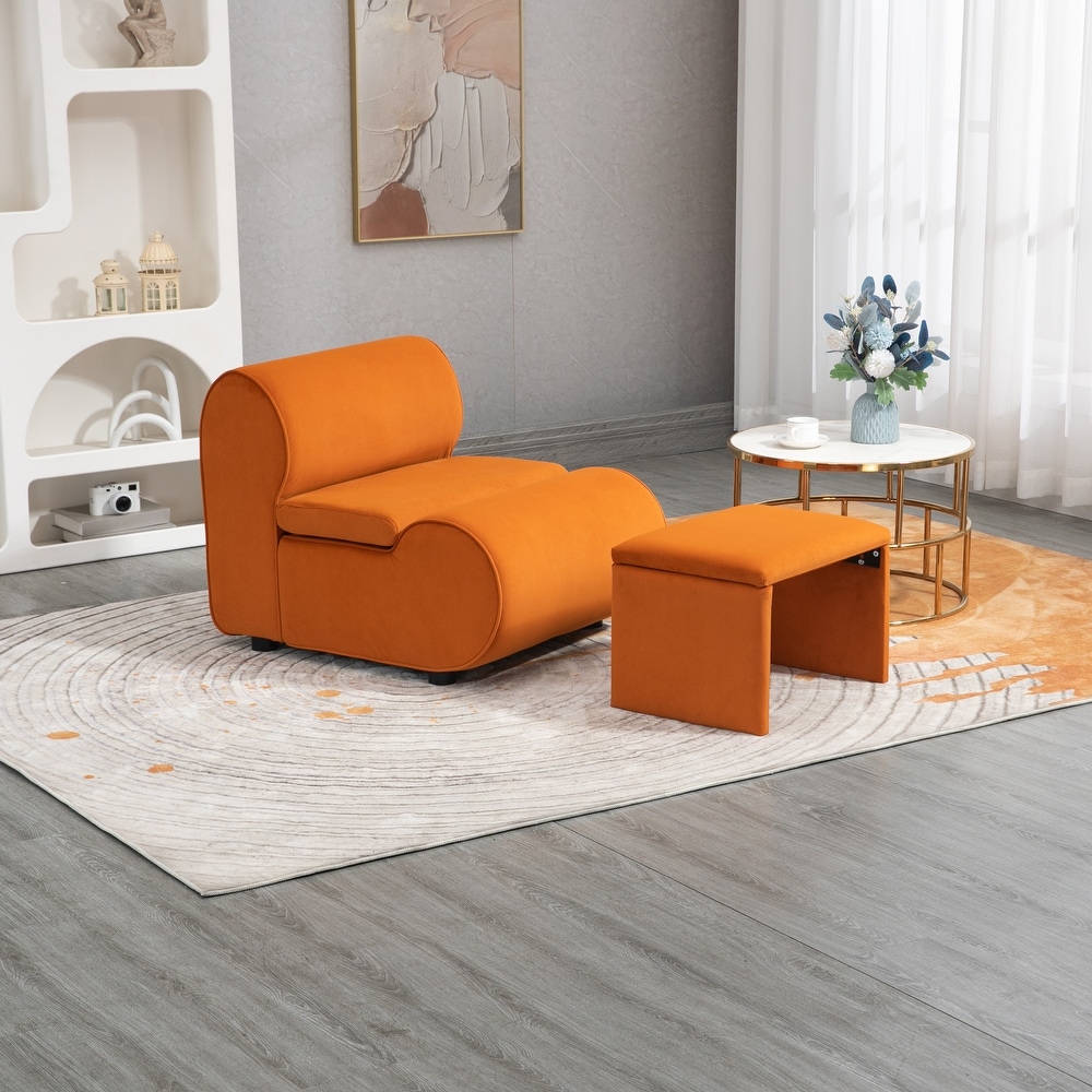 Accent Chair with Ottoman Cushioned Accent Single Lazy Chair