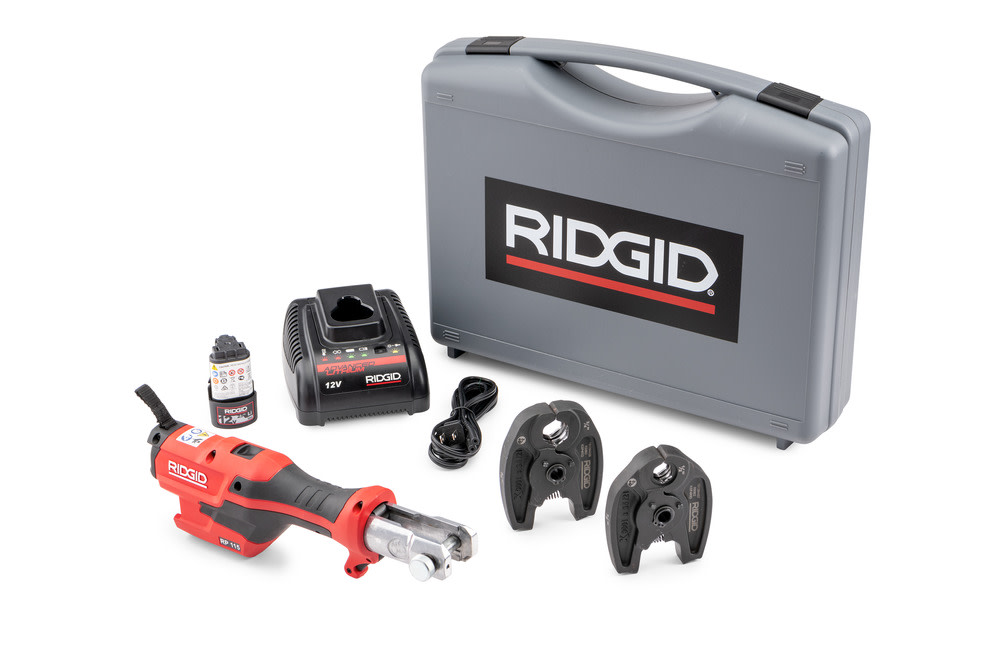 RIDGID RP 115 Mini Press Tool Battery Kit with Propress Jaws 1/2-3/4