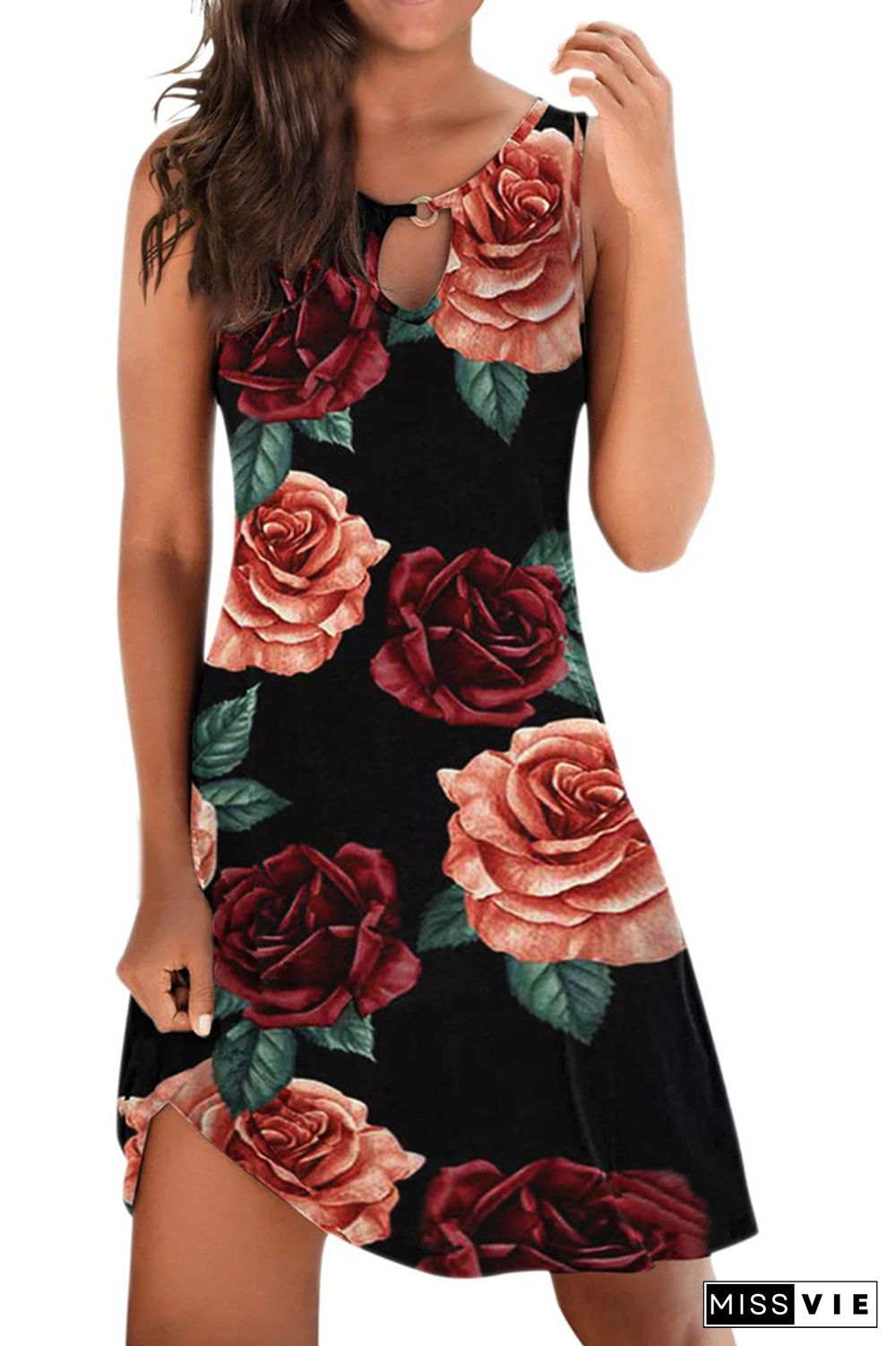 Printed Women Sleeveless Tank Dress Wholesale