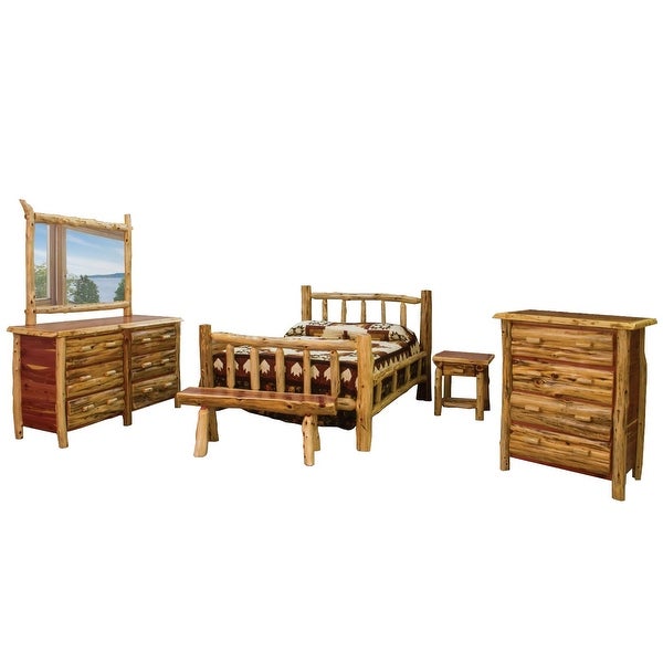 Red Cedar Log - Canopy Bedroom Set - - 34793590