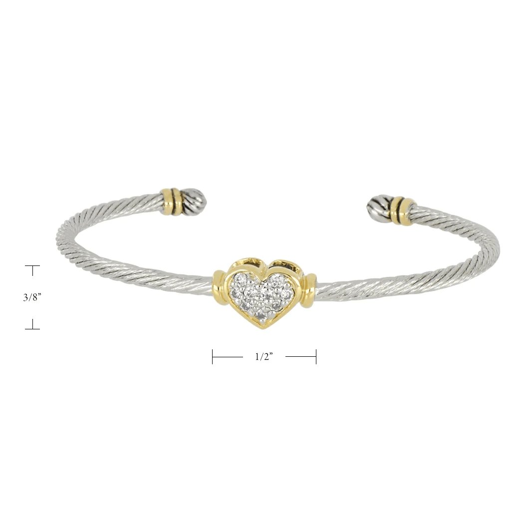 John Medeiros  Celebration Petite Pave Heart Wire Cuff Bracelet