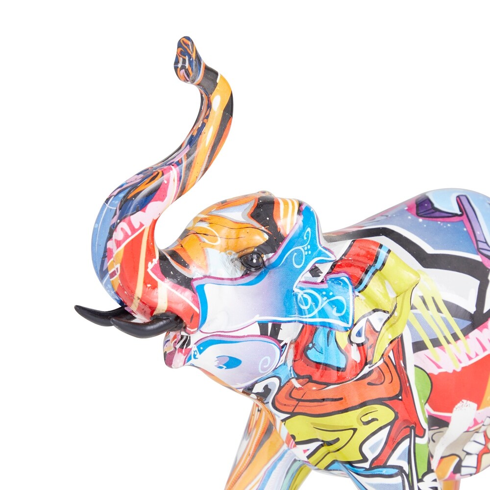 The Novogratz Multi Colored Polystone Graffiti Elephant Sculpture