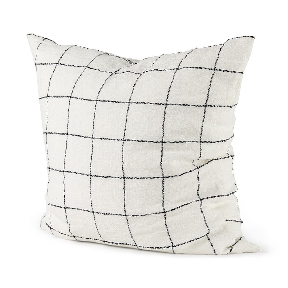 White and Black Grid Accent Pillow Cover