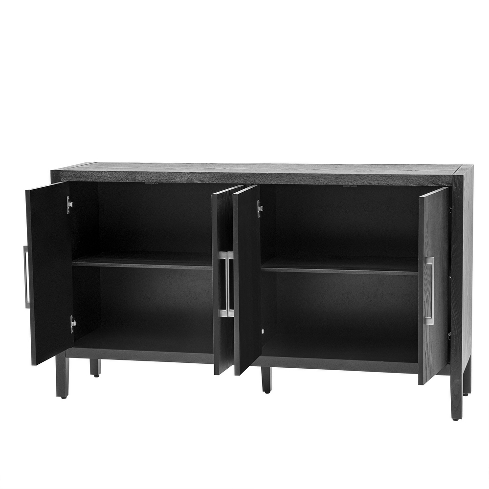 Storage Cabinet Sideboard Wooden Cabinet with 4 Metal handles  4 Shelves and 4 Doors for Hallway